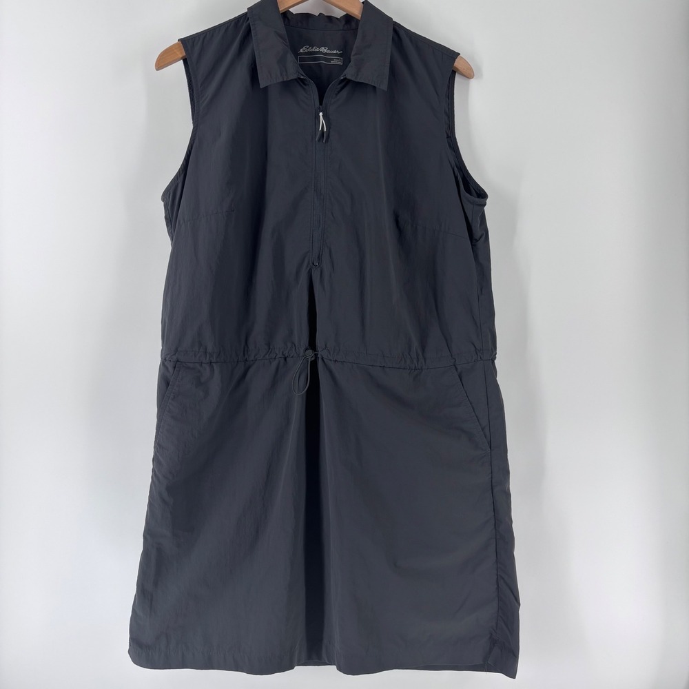 Eddie Bauer‎ Sleeveless Dress Womens Large Gray Nylon Half Zip Hiking Gorpcore